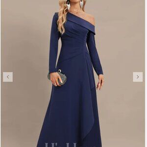 BLACK A-line Floor-Length Stretch One Shoulder Evening Dress